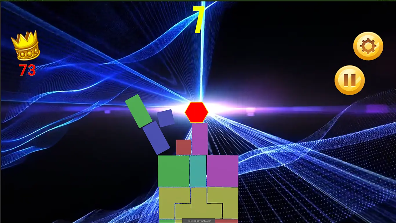 Six Stack gameplay on a blue light-wave background
