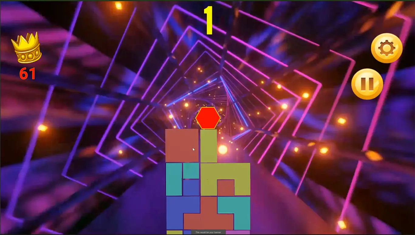 Six Stack gameplay in a neon tunnel