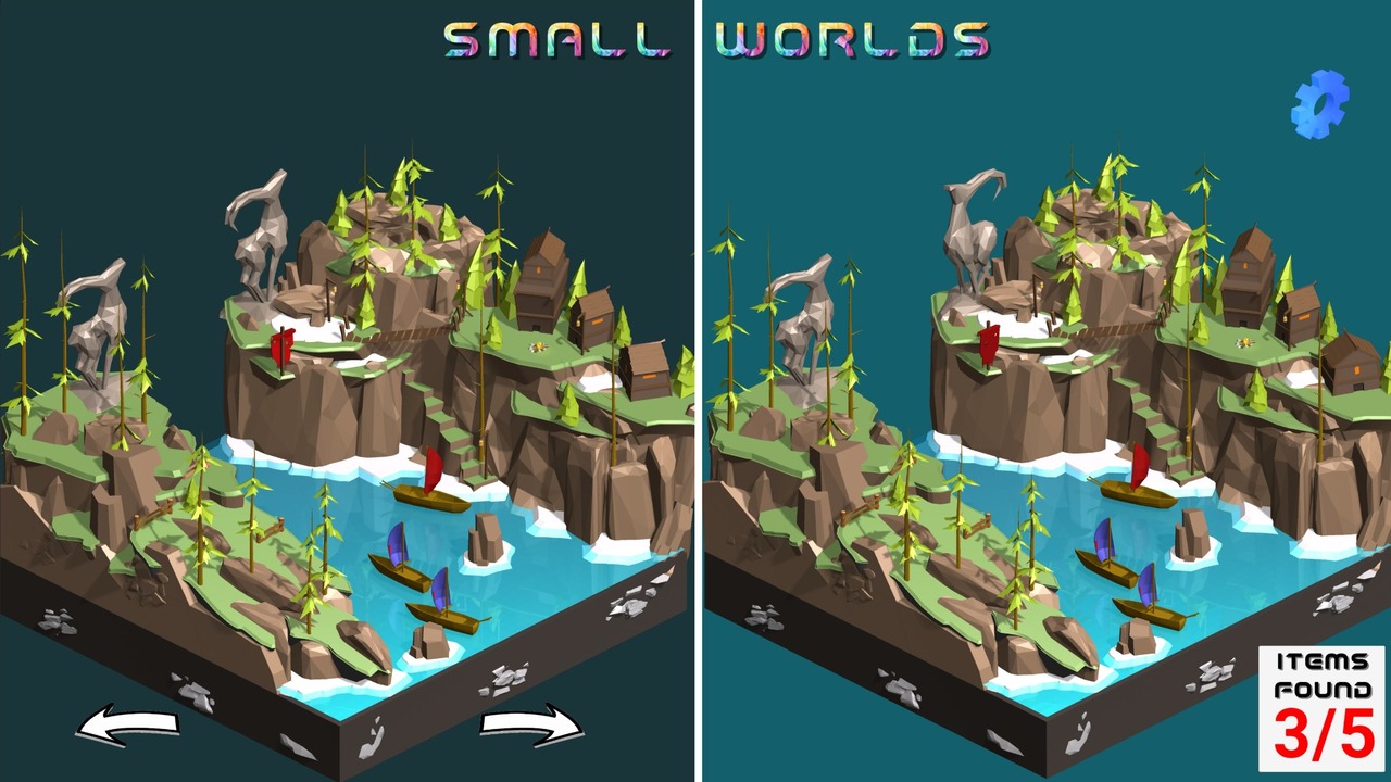 A mountain settlement with boats and wildlife.